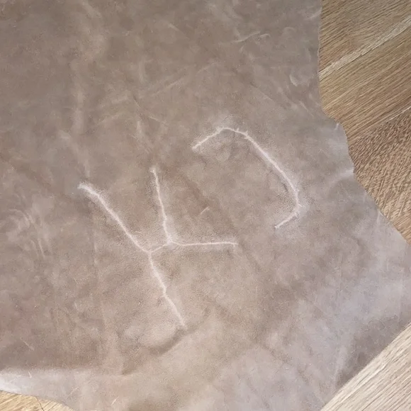Cowhide Leather Suede Hide Scrap Natural Undyed w/ Branding Brand Crafting Craft - Picture 11 of 12